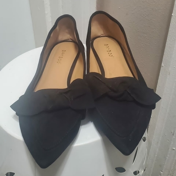 🌴Bamboo Justify-50 Bow Black Faux Suede Slip On Flats Size 10✌️ - Picture 3 of 14
